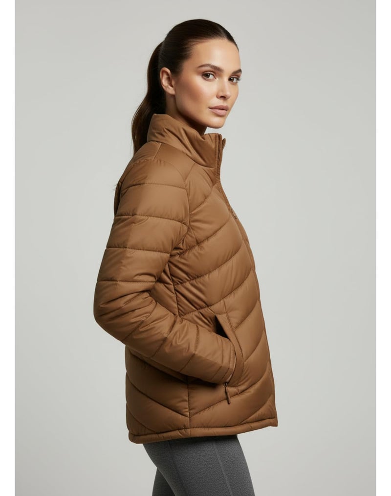 FYLTR Women's Puffer Jacket Stand alone collar, Coffee, S - Image 2