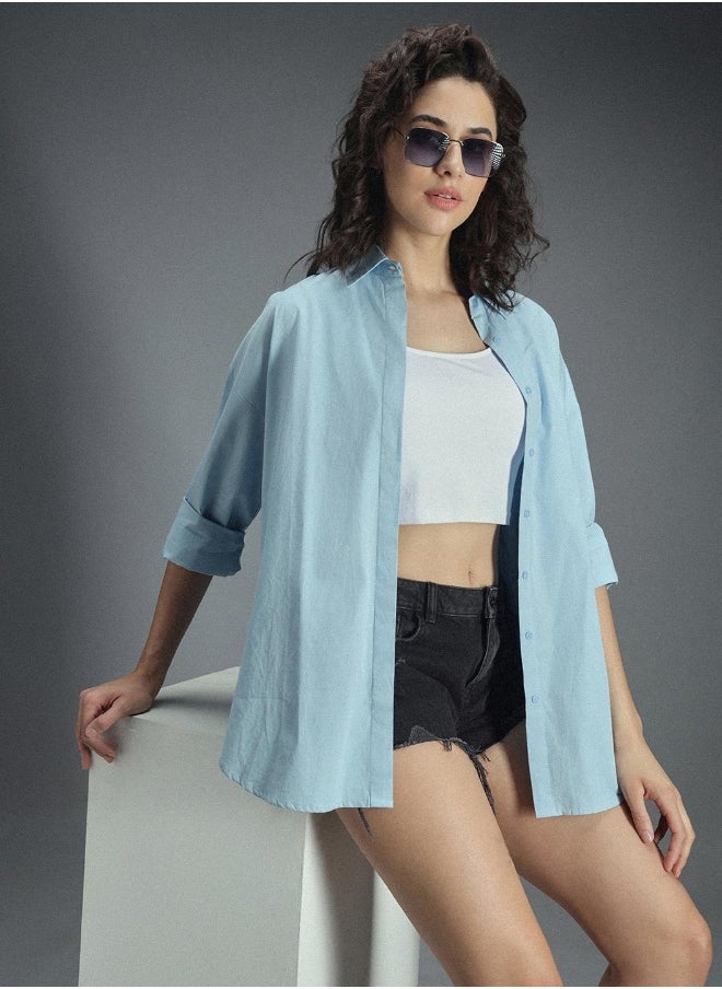 HIGH STAR Women Light Blue Shirt  - Image 2