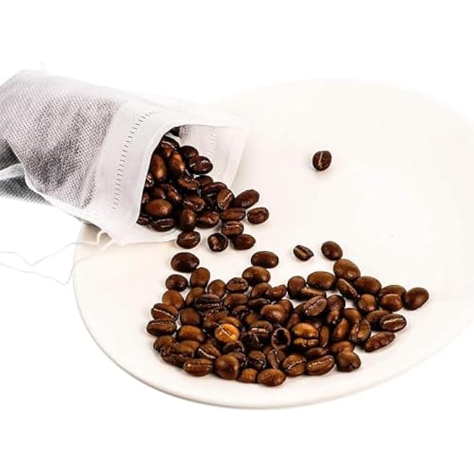 ريحني 200 كيس فلتر شاي مع رباط، كيس شاي فارغ قابل لإعادة الاستخدام، فلتر شاي لتنقية الشاي السائب، توابل القهوة والشاي السائب، 7×9 سم - Image 4