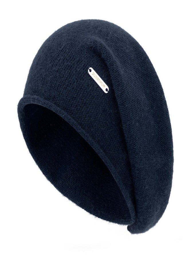 QUEENFUR Knit Slouchy Beanie Hats for Women Cashmere Ski Cap Knitted Wool Soft Warm Winter Hat (A18-Navy Blue), A18-navy Blue, One size - Image 1