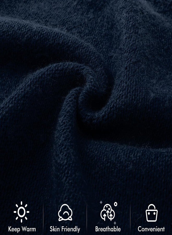 QUEENFUR Knit Slouchy Beanie Hats for Women Cashmere Ski Cap Knitted Wool Soft Warm Winter Hat (A18-Navy Blue), A18-navy Blue, One size - Image 5