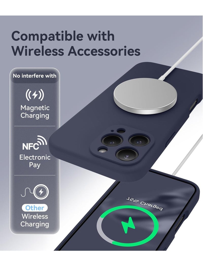 Raxoom Midnight Blue Silicone Case for iPhone 16 Pro Max [Camera Protection], MagSafe Compatible, Anti-Scratch Microfiber Lining, Includes 2 Screen Protectors - Image 3