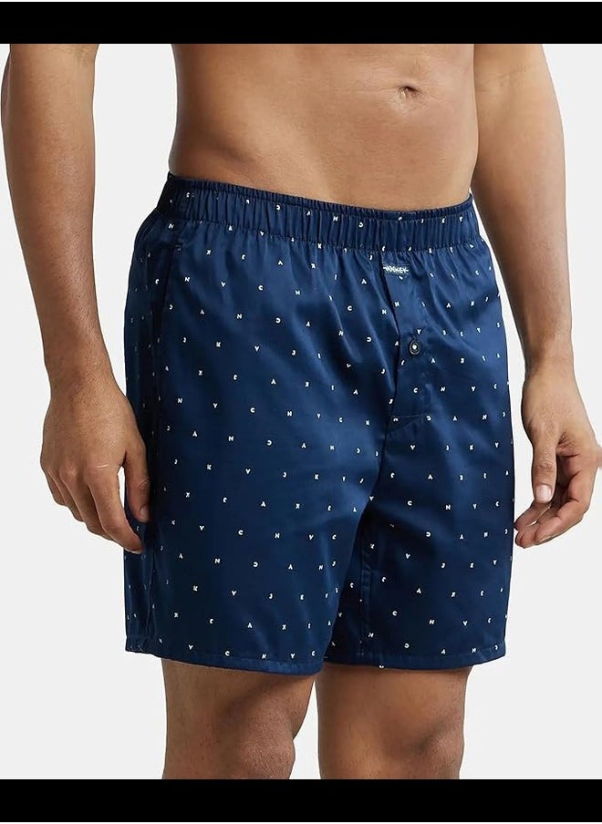 JOCKEY - Jockey NY07 Men's Super Combed Cotton Satin Weave Printed Boxer Shorts with Side Pocket - Image 1