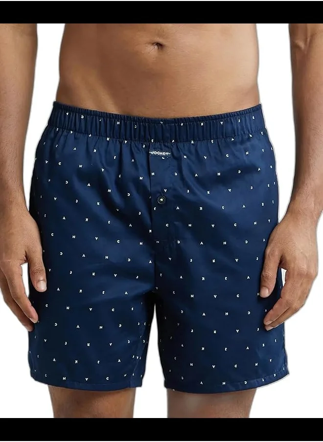 جوكي Jockey NY07 Men's Super Combed Cotton Satin Weave Printed Boxer Shorts with Side Pocket
