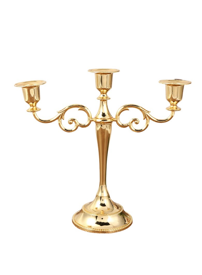 general 3 Arms Decorative Candle Holder For Wedding and Candlelight Dinner Gold - Image 1