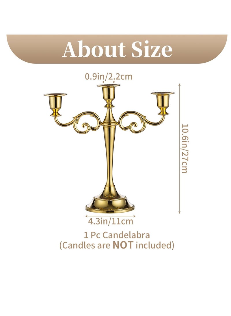 general 3 Arms Decorative Candle Holder For Wedding and Candlelight Dinner Gold - Image 2