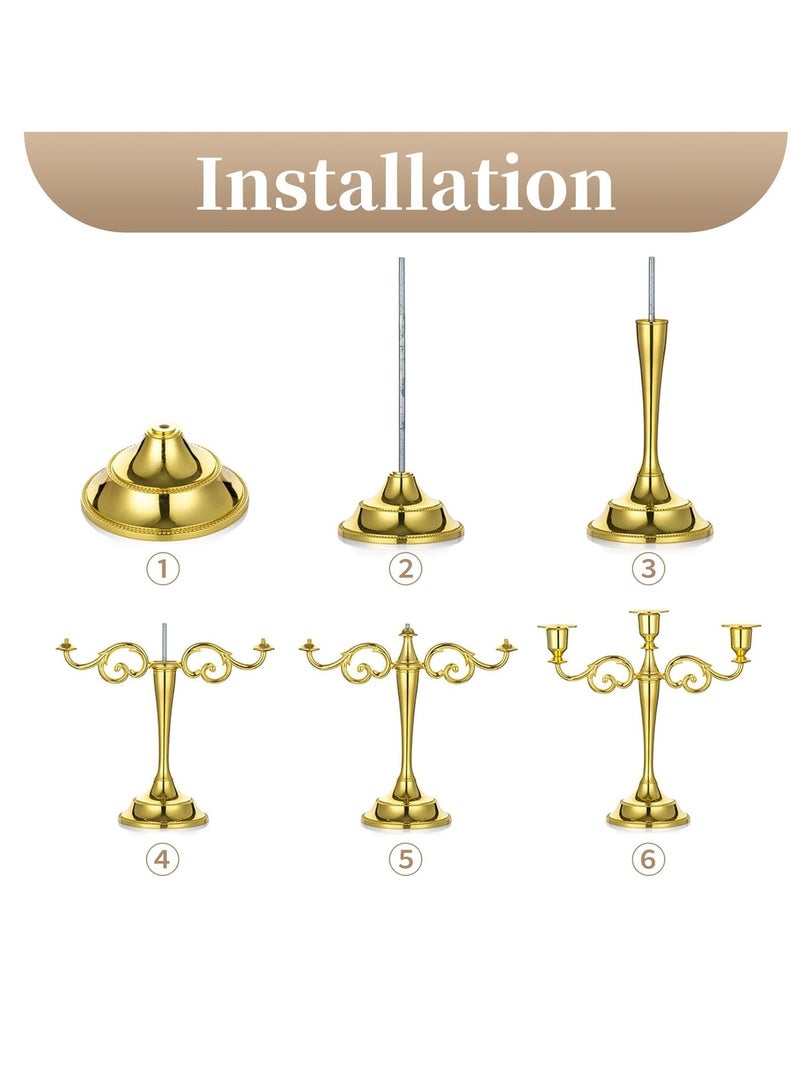 general 3 Arms Decorative Candle Holder For Wedding and Candlelight Dinner Gold - Image 5