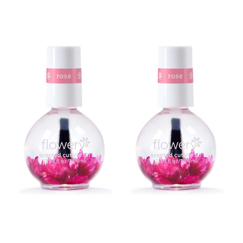 Flowery Flowery Rose Scented Cuticle Oil 05 oz  2 Pack 