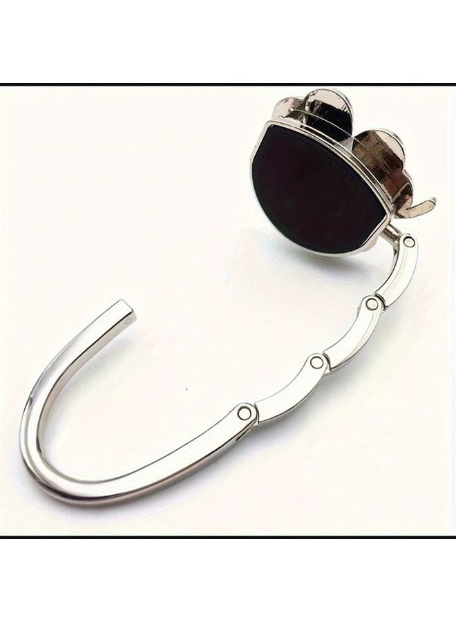 Elegant White Clover Design Foldable Tote Bag Hook Aluminum Alloy Wallet Table Holder - Image 3