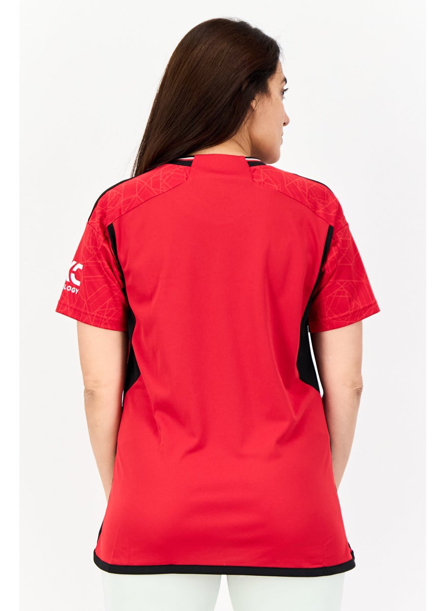 Adidas - Women Sportswear Fit Short Sleeves Manchester United FC Jersey, Red - Image 1
