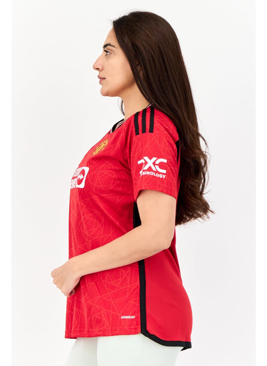 Adidas - Women Sportswear Fit Short Sleeves Manchester United FC Jersey, Red - Image 1