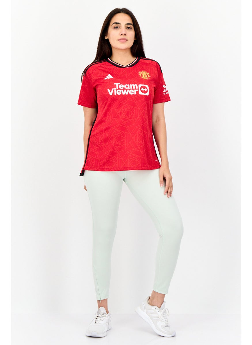 Adidas - Women Sportswear Fit Short Sleeves Manchester United FC Jersey, Red - Image 1