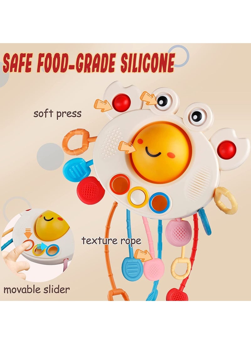 Pull String Activity Toy, Montessori Toys, Crab Sensory Toys for Toddlers, Safe Food Grade Silicone, Baby Toys Fine Motor Skills Gift, Silicone Toy Exercise Hand Fine Movements, for 1-3 Years Old - Image 2