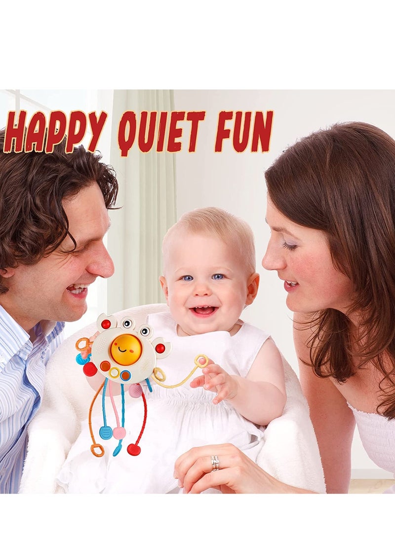 Pull String Activity Toy, Montessori Toys, Crab Sensory Toys for Toddlers, Safe Food Grade Silicone, Baby Toys Fine Motor Skills Gift, Silicone Toy Exercise Hand Fine Movements, for 1-3 Years Old - Image 5
