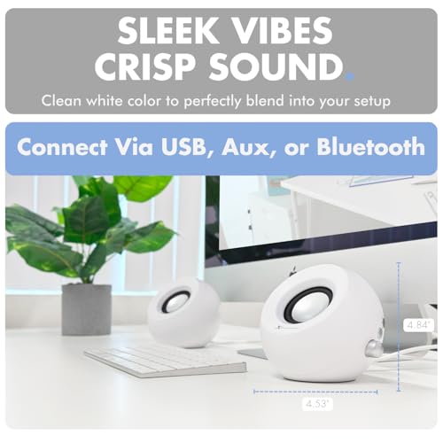 X9 Performance White Computer Speakers with RGB Lighting, Bluetooth, USB, and AUX - Triple Mode Connection, Dual 2.25" Drivers for Work and Play, Bluetooth Desktop Speakers for PC - White - Image 3