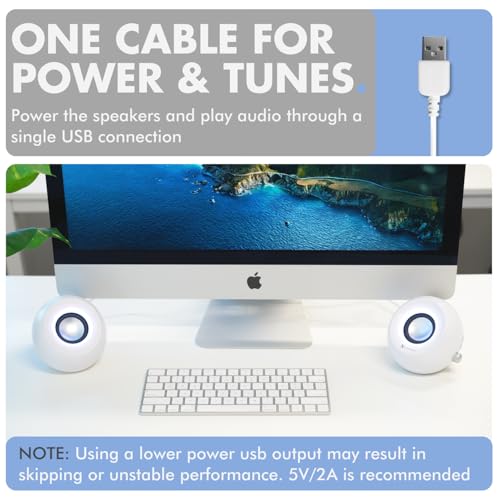 X9 Performance White Computer Speakers with RGB Lighting, Bluetooth, USB, and AUX - Triple Mode Connection, Dual 2.25" Drivers for Work and Play, Bluetooth Desktop Speakers for PC - White - Image 2