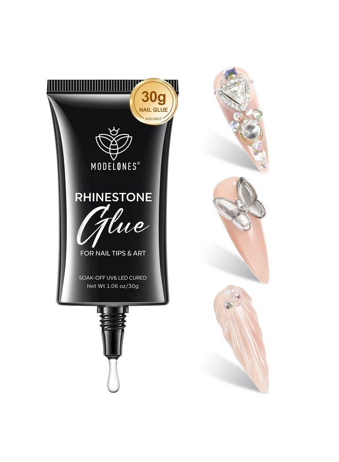 modelones Modelones 4-in-1 Rhinestone Glue for Nails, Super Strong Nail Glue for Press on Nails，Nail Gems and Nail Charms, No Wipe Nail Art Glue for Nail Rhinestones, Nail Jewel Diamonds, 30 g Cured Need  - Image 1