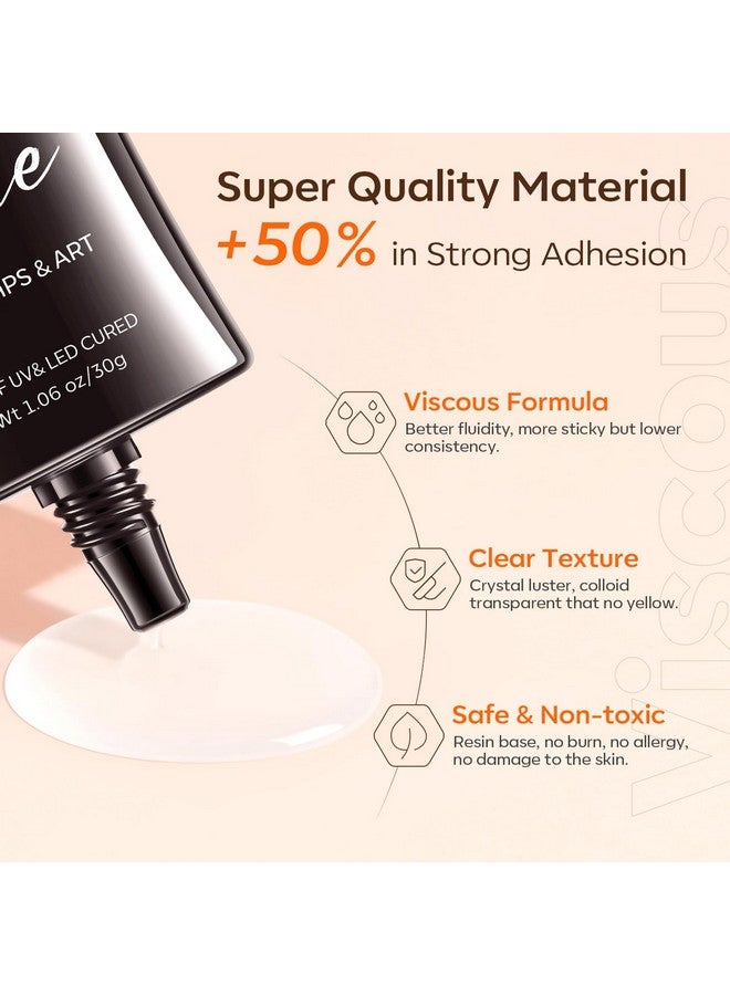 modelones Modelones 4-in-1 Rhinestone Glue for Nails, Super Strong Nail Glue for Press on Nails，Nail Gems and Nail Charms, No Wipe Nail Art Glue for Nail Rhinestones, Nail Jewel Diamonds, 30 g Cured Need  - Image 3