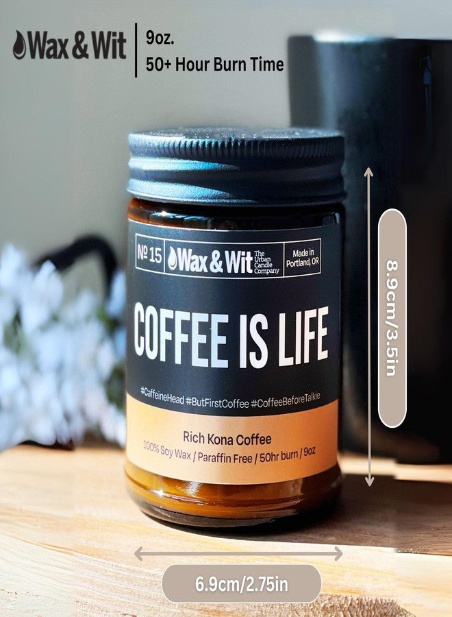 Wax & Wit Funny Soy Coffee Candle Gift for Women - Humorous, Aromatherapy Soy Wax Candle, Ideal for Housewarming, Coworker, Birthday – Rich Kona Coffee - 9oz - Image 4