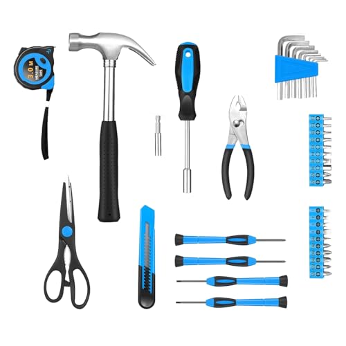 RVOGJP 39 Piece Basic Home Tool Set Household Tool Set General Repair Small Hand Tool Kit in Toolbox Storage Case for Home Garage Office College Dormitory Use Blue - Image 3