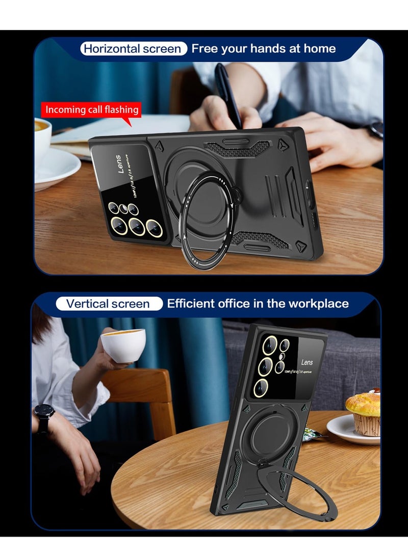 Aookay For Samsung Galaxy S23 Ultra Case, [Compatible for Wireless Charging] with [Rotating Magnetic Bracket] Phone Cover for Samsung Galaxy S23 Ultra YD Black  - Image 3