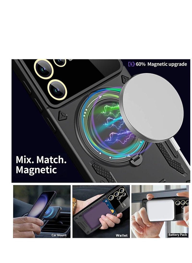 Aookay For Samsung Galaxy S23 Ultra Case, [Compatible for Wireless Charging] with [Rotating Magnetic Bracket] Phone Cover for Samsung Galaxy S23 Ultra YD Black  - Image 2