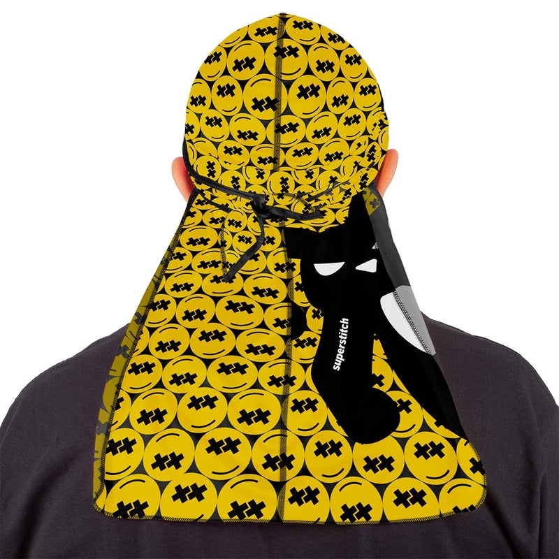 Superstitch Supersilky Ultra Silky Durag x Wavebuilder | 30+ Styles Premium Designer Durags for Men | 360 Waves | Yellow Smileys and Evil Bunny (Good and Evil) - Image 4