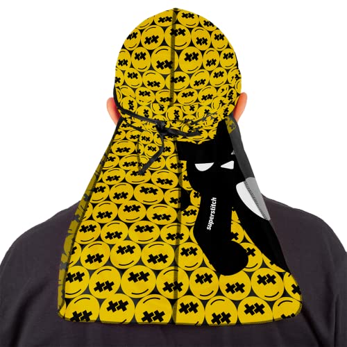 Superstitch Supersilky Ultra Silky Durag x Wavebuilder | 30+ Styles Premium Designer Durags for Men | 360 Waves | Yellow Smileys and Evil Bunny (Good and Evil) - Image 1