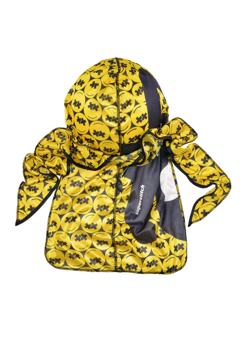 Superstitch Supersilky Ultra Silky Durag x Wavebuilder | 30+ Styles Premium Designer Durags for Men | 360 Waves | Yellow Smileys and Evil Bunny (Good and Evil) - Image 2