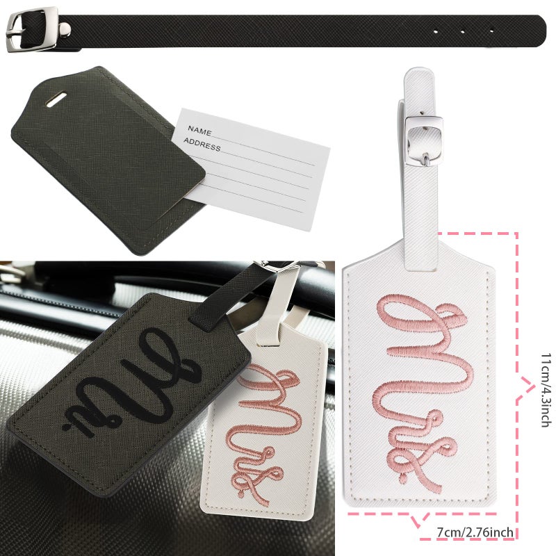 Geiserailie 2 pcs Mr and Mrs Luggage Tags Set, Honeymoon Essentials Gifts Honeymoon Sand Keepsake just Married Luggage Tags Travel with Sand Keepsake Jar for Couples Wedding Bridal Shower Gifts(Sweet Patterns)  - Image 3