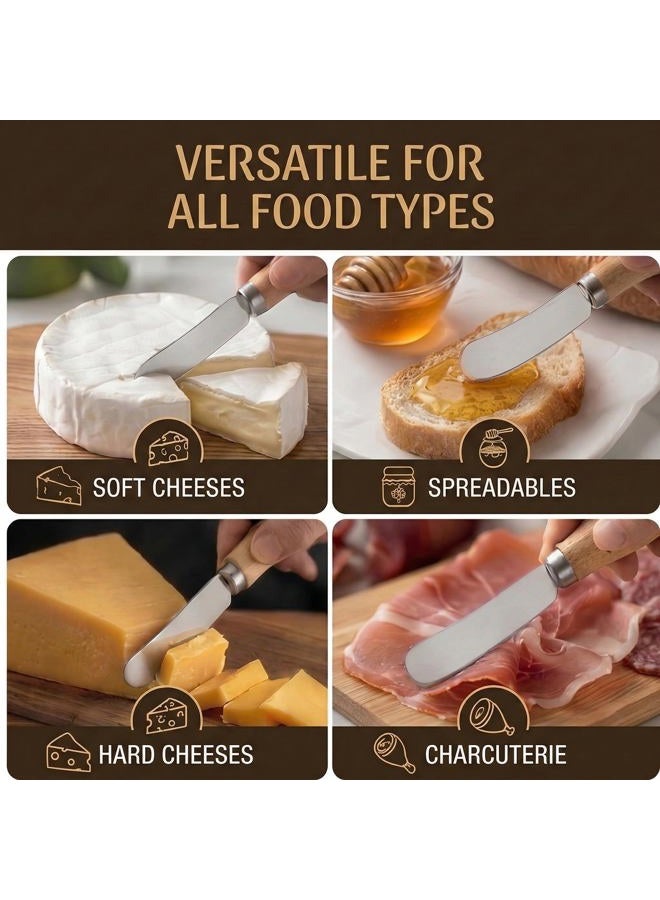 Yeeper Small Cream Cheese Spreader Knives Set,Wooden 5in,Stainless Steel Butter Knife Spreader for Cocktail,Condimets,Dips,Appetizers,Jam,Pastry,Sandwich,Toast,Bagel,Charcuterie Board Serving Party Supplies - Image 3