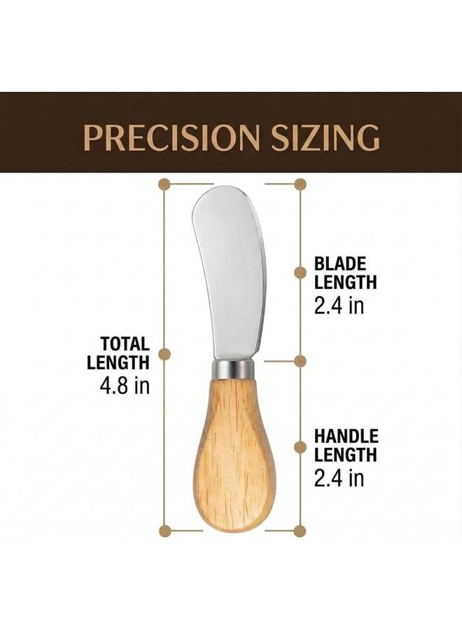 Yeeper Small Cream Cheese Spreader Knives Set,Wooden 5in,Stainless Steel Butter Knife Spreader for Cocktail,Condimets,Dips,Appetizers,Jam,Pastry,Sandwich,Toast,Bagel,Charcuterie Board Serving Party Supplies - Image 2
