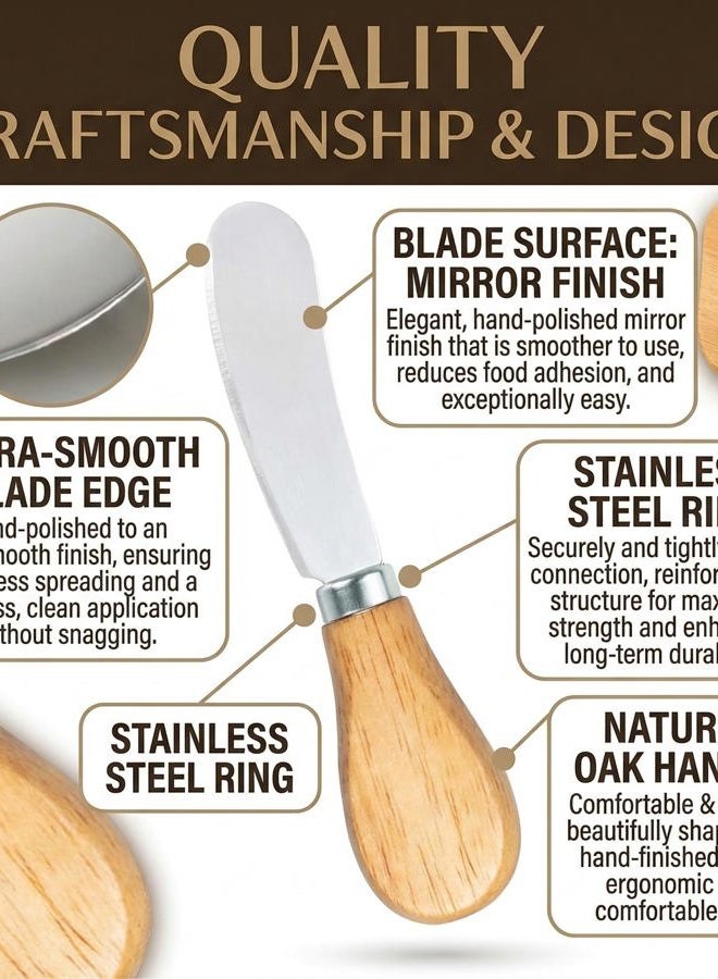 Yeeper Small Cream Cheese Spreader Knives Set,Wooden 5in,Stainless Steel Butter Knife Spreader for Cocktail,Condimets,Dips,Appetizers,Jam,Pastry,Sandwich,Toast,Bagel,Charcuterie Board Serving Party Supplies - Image 5
