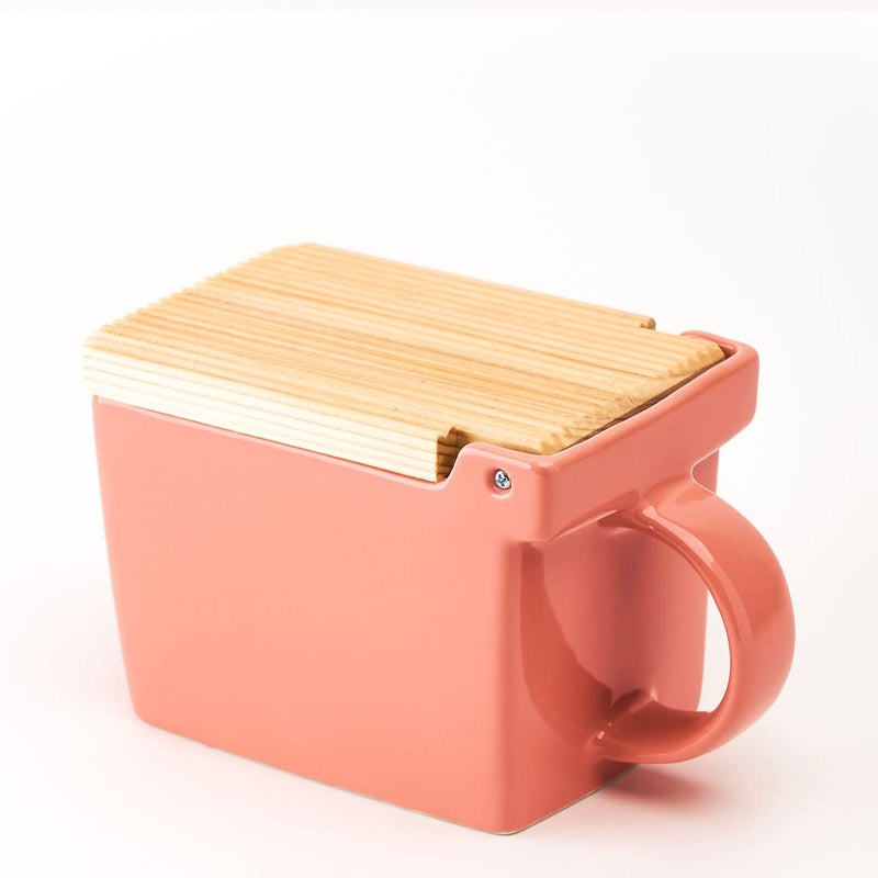 ZERO JAPAN(ã‚¼ãƒ­ã‚¸ãƒ£ãƒ‘ãƒ³) Zero Japan Bee House Premium Salt Box with Hinoki Lid - Container for Sea Salt and Spices - Elegant Cellar for Kitchen Countertop - Coral Pink, 16 oz - Image 2