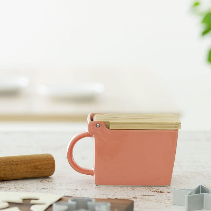 ZERO JAPAN(ã‚¼ãƒ­ã‚¸ãƒ£ãƒ‘ãƒ³) Zero Japan Bee House Premium Salt Box with Hinoki Lid - Container for Sea Salt and Spices - Elegant Cellar for Kitchen Countertop - Coral Pink, 16 oz - Image 4