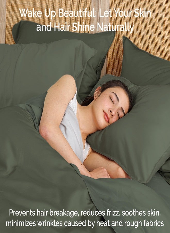 Bamtek 100% Viscose from Bamboo Sheets Queen Size, Super Soft Queen Size Bed Set, 4PC Cooling Sheets for Hot Sleepers, Organically Grown Bedding Sheets, Green Queen Sheet Set - Moss (60x80x18 Inch) - Image 5
