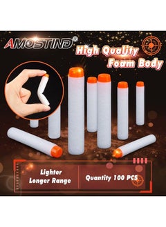 AMOSTING 100Pcs Refill Darts For Nerf N Strike Elite 2.0 Series Glow In The Dark Bullets Pack Compatible With All Elite Blasters White  - Image 4