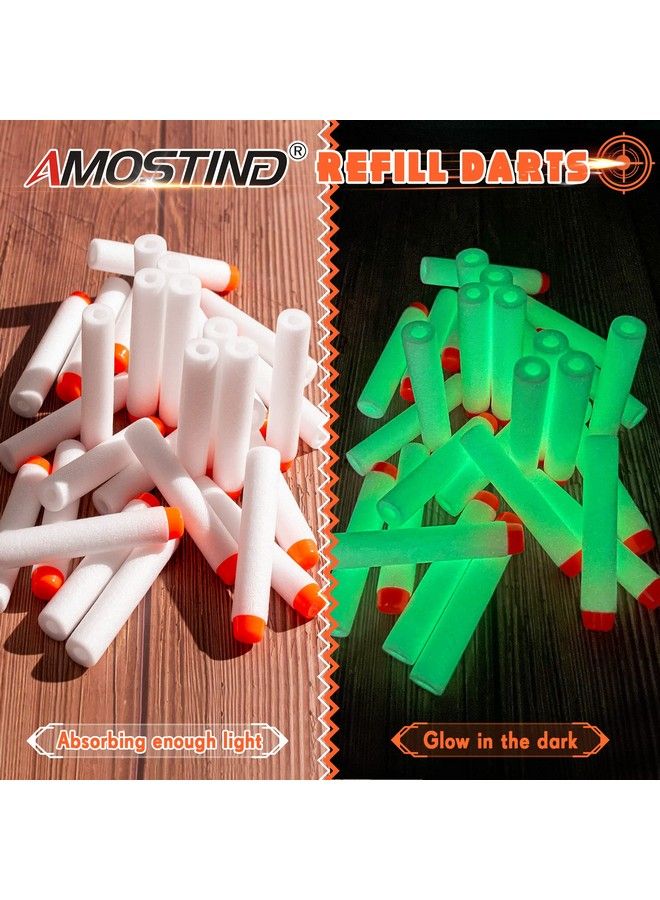 AMOSTING 100Pcs Refill Darts For Nerf N Strike Elite 2.0 Series Glow In The Dark Bullets Pack Compatible With All Elite Blasters White - Image 3