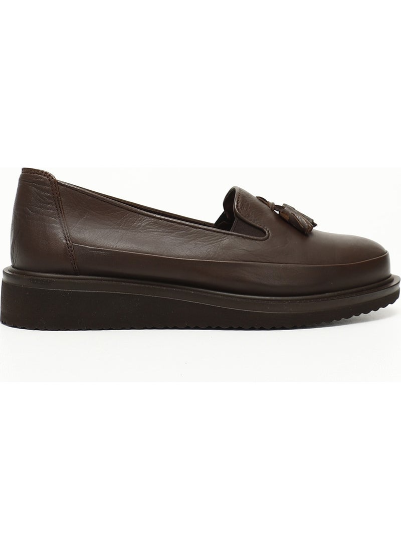 Gönderi(r) Gön Genuine Leather Round Toe Wedge Sole Tassel Women's Casual Shoes 24142  - Image 1