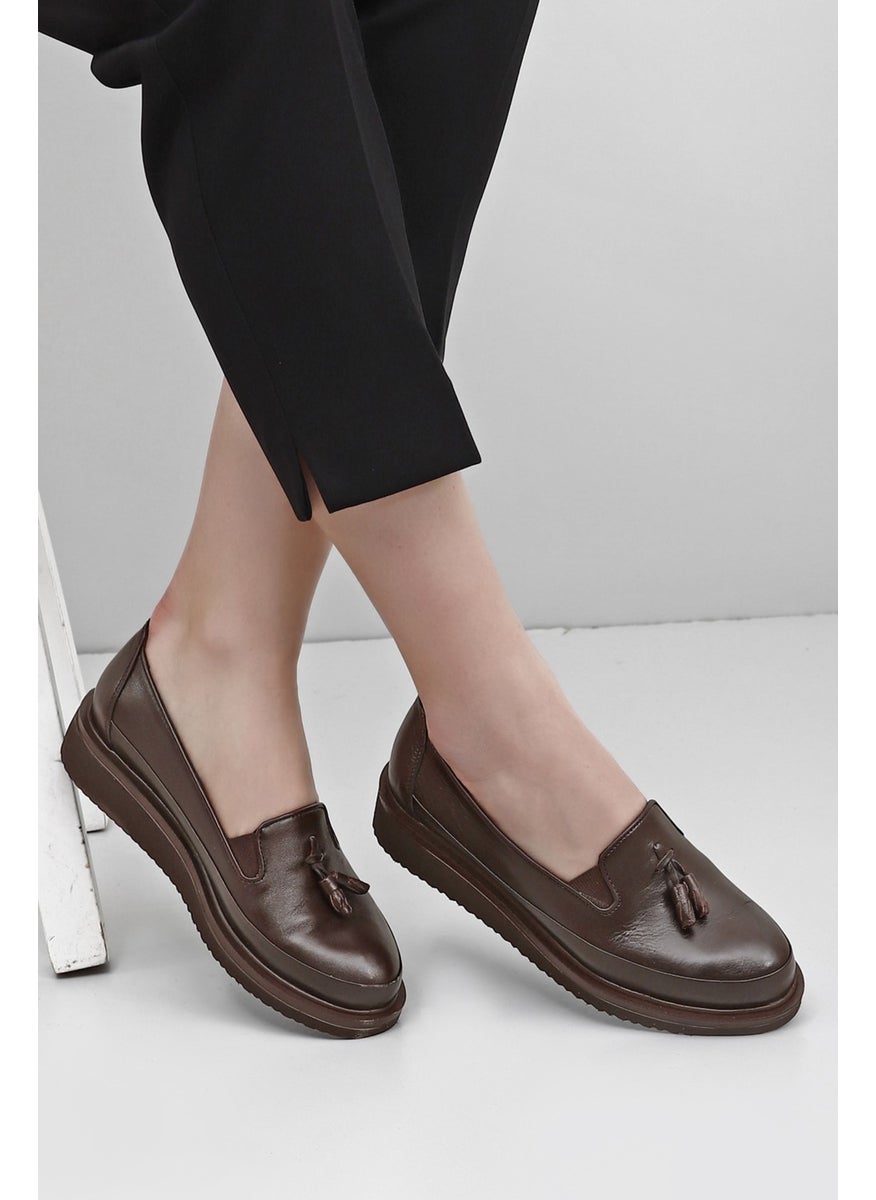 Gönderi(r) Gön Genuine Leather Round Toe Wedge Sole Tassel Women's Casual Shoes 24142  - Image 2