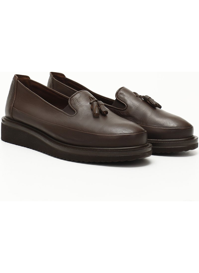 Gönderi(r) Gön Genuine Leather Round Toe Wedge Sole Tassel Women's Casual Shoes 24142  - Image 3