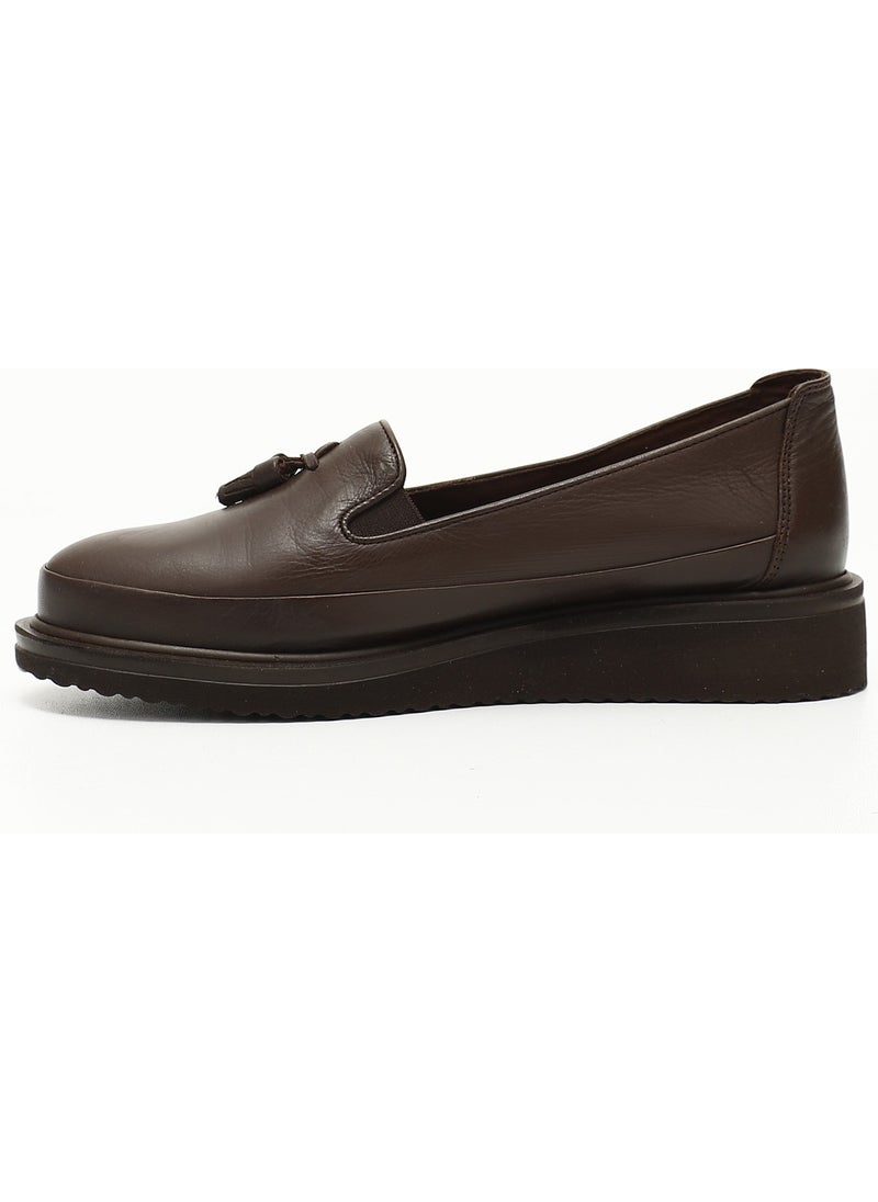 Gönderi(r) Gön Genuine Leather Round Toe Wedge Sole Tassel Women's Casual Shoes 24142  - Image 4