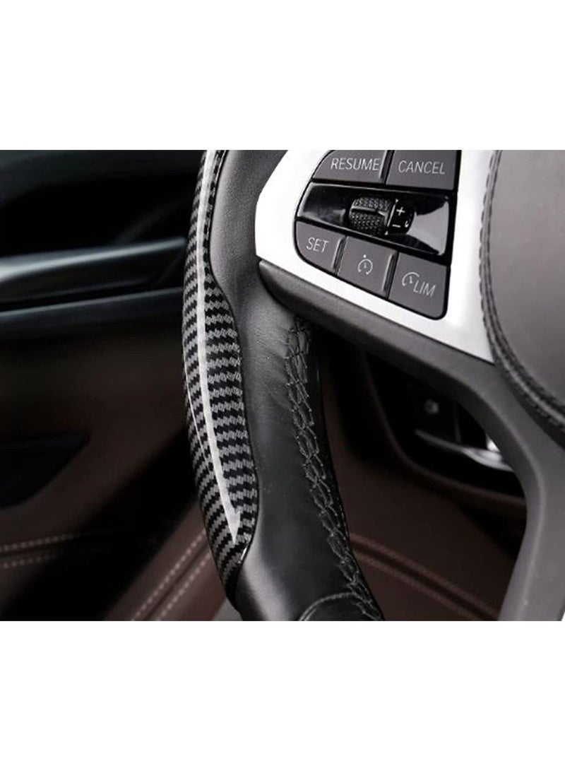 Aookay Car Steering Wheel Cover, Carbon Fiber, Universal Car Interior Accessories, Sports Carbon Fiber Car Steering Wheel Cover, Non-slip, Car Steering Wheel Protector, Universal, 38 cm (15 inches) Diameter (Black)  - Image 5