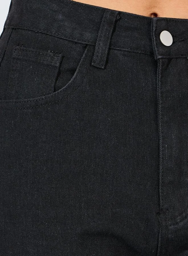 Styli High Rise Straight Fit Jeans with Pockets