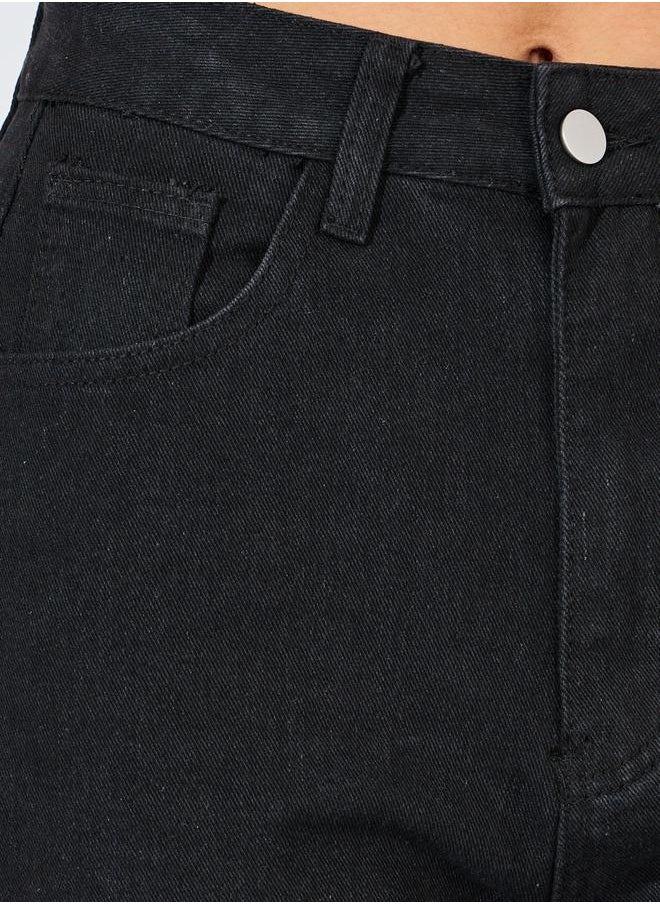 Styli High Rise Straight Fit Jeans with Pockets  - Image 3