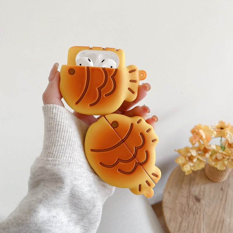 ELVRLA Earphone Case for AirPods 4, Cute Creative Taiyaki Fish Cookie Shape Soft TPU Silicone Case, Lucky Taiyaki Food Biscuit AirPods 4 Cover Protective Case Skin Shockproof Protector for Earbuds - Image 3