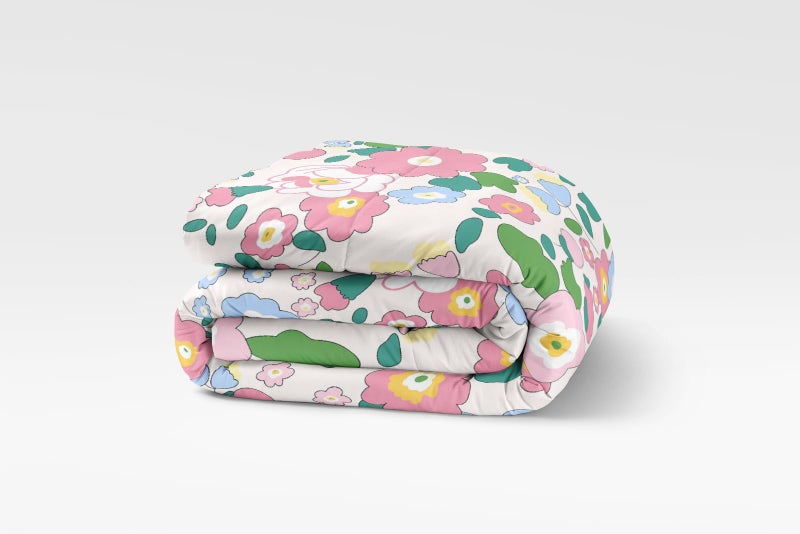 LOOMLYFE 300 TC All Season King Size AC Comforter || Blanket || Duvet with 1 King Size Elastic Fitted Bedsheet and 2 Large Pillow Cover - 4 Piece Comforter Set - PinkFlower - Image 3