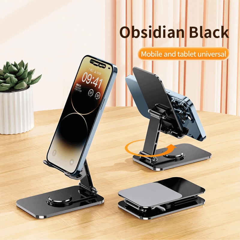 OFielar 4 Joints 360Â° Rotating Cell Phone Stand for Desk, Adjustable Folding Phone Stand with Soft Non-Slip Silicone Pads, Stable Scratch-Free Support for iPhone & Android, Black - Image 2