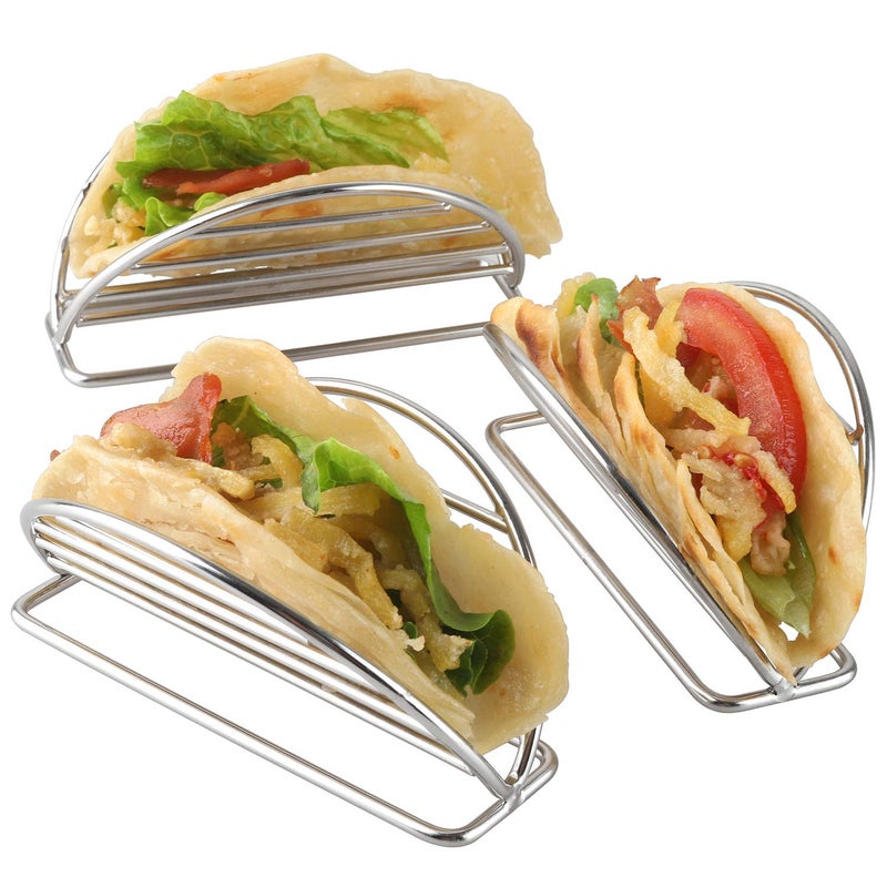YellRin Taco Holders Stand Stainless Steel Taco Rack Tray Stand Up Holder Kitchen Set for Tortillas Burritos Parties  Restaurants Taco Holder
