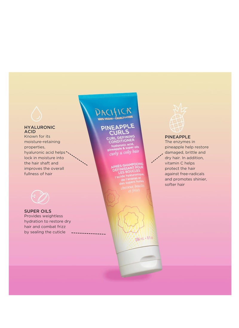 Pacifica Pacifica Beauty, Pineapple Curls Defining Natural Conditioner, For Curly, Coily and Textured Hair Types, Pineapple Scent, Sulfate Free and Silicone Free, 100% Vegan and Cruelty Free  - Image 3